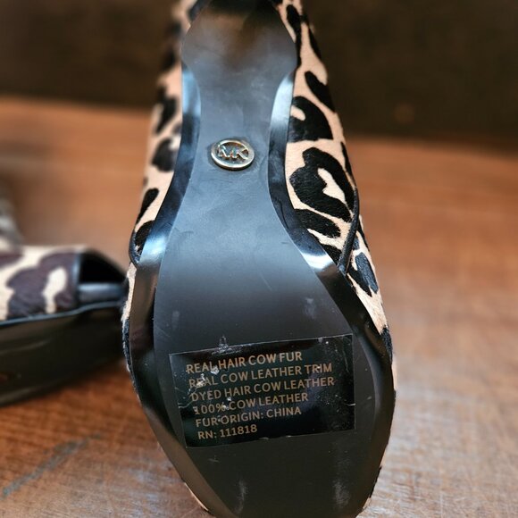 Michael Kors Lawson Leopard Print Calf Hair Open-Toe Ankle Boot - Picture 3 of 3